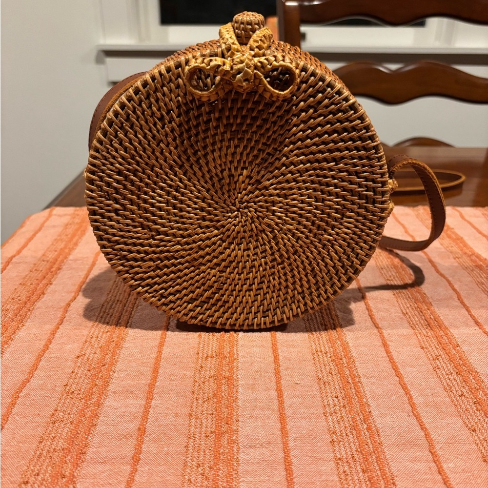 Bali Round Woven Brown Bag